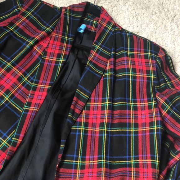 Plaid Vintage Blazer/Jacket with Shoulder Pads - Picture 4 of 5